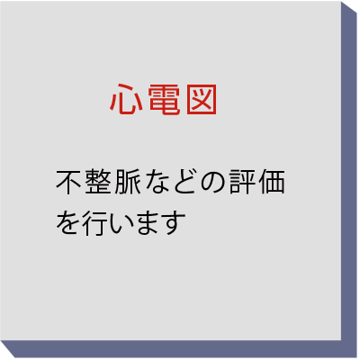 心電図 不整脈などの評価を行います